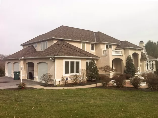 A house with new asphalt shingles