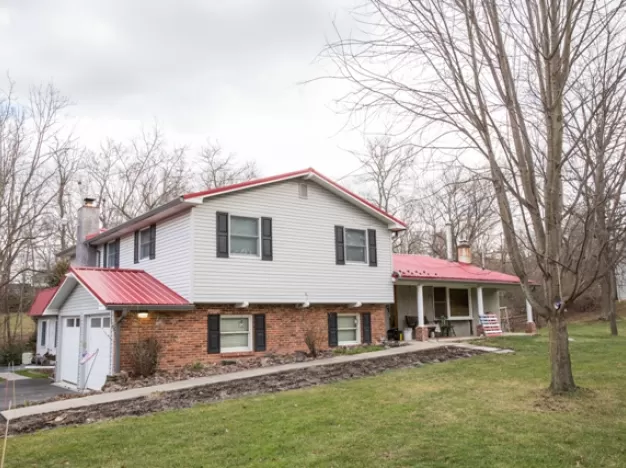 Bright red metal roof