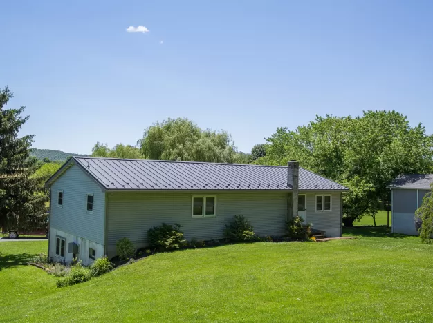 Metal roof on ranch home